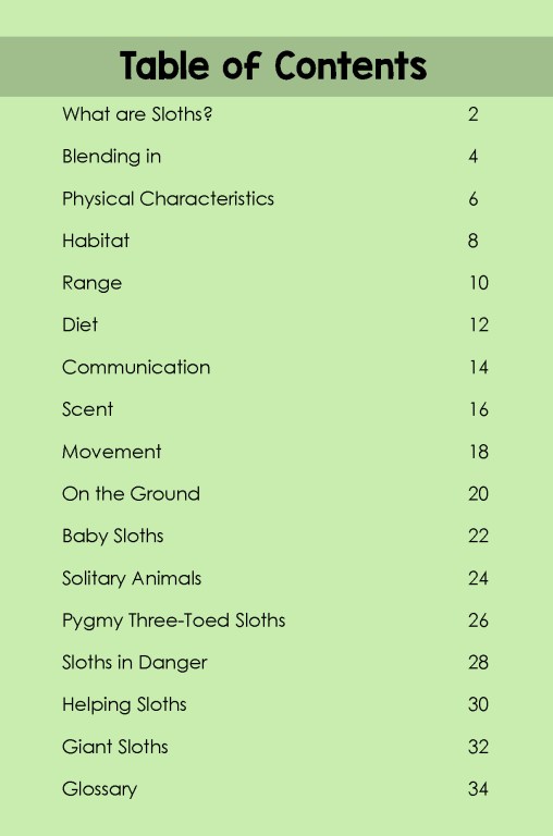Sloths- TOC