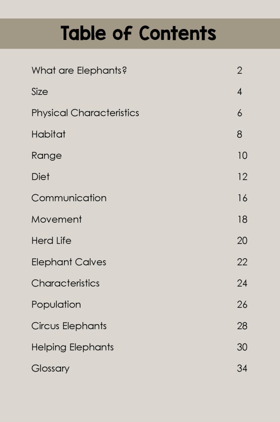 Elephants- TOC