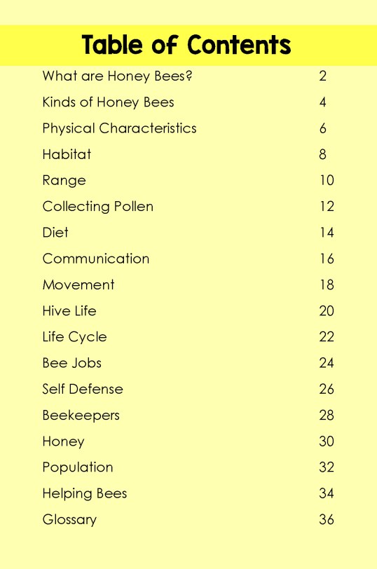 Honey Bees- TOC
