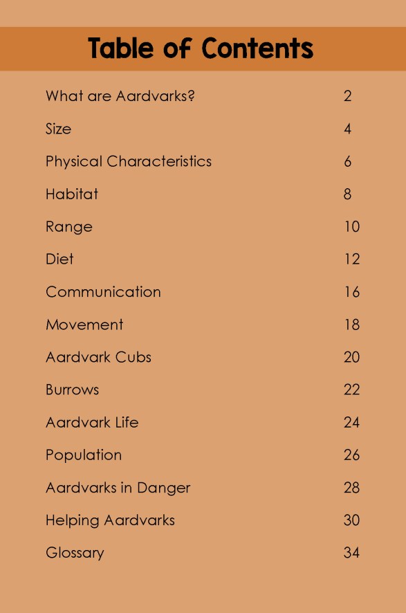 Aardvarks- TOC