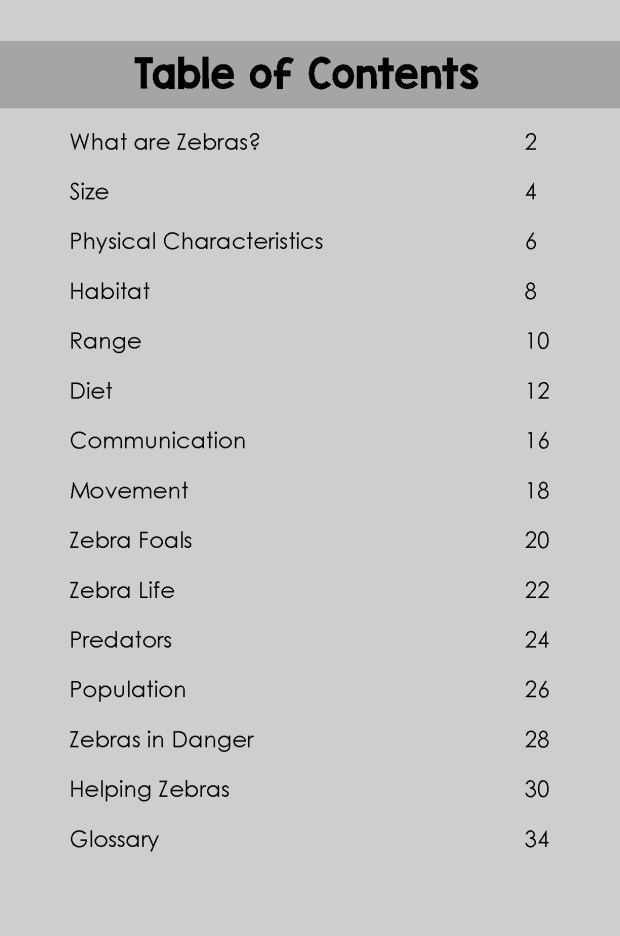 Zebras- TOC